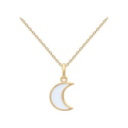 COLLIER 42CM P.OR LUNE RESINE BLANCHE