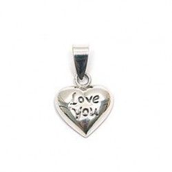 PENDENTIFS ARGT COEUR LOVE YOU