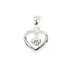 PENDENTIFS ARGENT VERNI. 2 COEURS +OZ