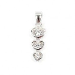 PENDENTIFS ARGENT VERNI. OZ 3 COEURS