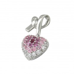 PENDENTIF COEUR CZ ROSE/BLANC