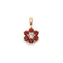 PENDENTIFS PL.OR CRISTAL FLEUR BLANC ET ROUGE