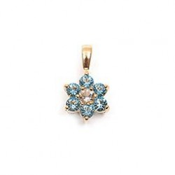 PENDENTIFS PL.OR CRISTAL FLEUR BLANC ET CIEL