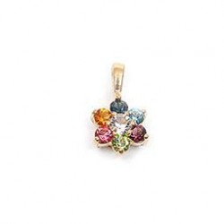 PENDENTIFS PL.OR CRISTAL FLEUR MULTI