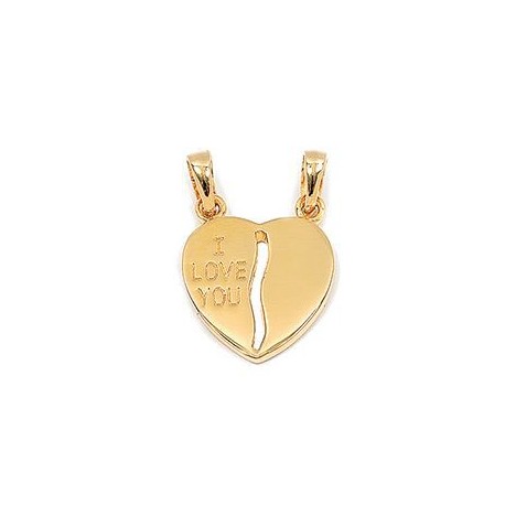 PENDENTIFS PL.OR .COEUR SECABLE I LOVE YOU