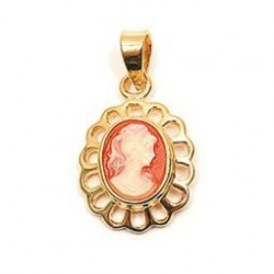 PENDENTIFS PL.OR + IMITATION CAMEE OVALE