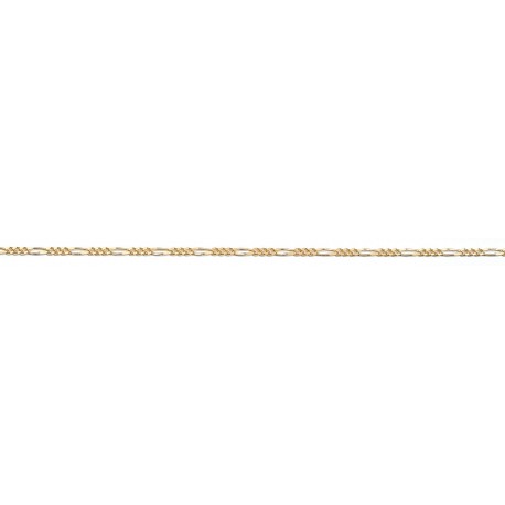 Larg. 2,0 mm - lg. 18 cm - Chaîne plaqué or - gourmette limée alternée