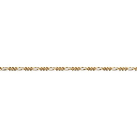 Larg. 2,8 mm - lg. 18 cm - Chaîne plaqué or - gourmette limée alternée