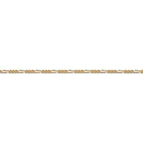 Larg. 2,8 mm - lg. 60 cm - Chaîne plaqué or - gourmette limée alternée