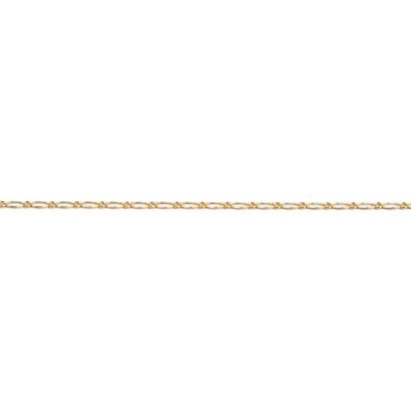 Larg. 2,0 mm - lg. 50 cm - Chaîne plaqué or - gourmette limée alternée