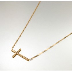 COLLIER POR MOTIF CROIX CZ