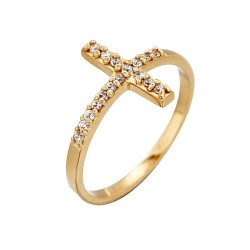 BAGUE POR MOTIF CROIX CZ