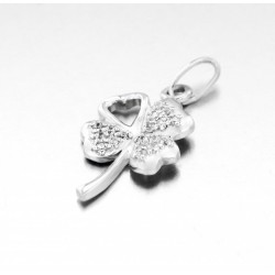 PENDENTIF ARGENT TREFLE 3 FEUILLES CZ+ 1 COEUR