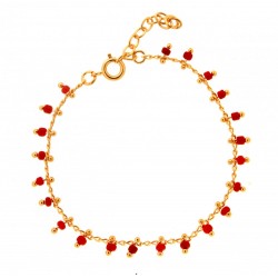 BRACELET 18 CM PLAQUE OR SIMPLE BEADS CORAIL