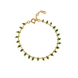 BRACELET 18 CM PLAQUE OR SIMPLE BEADS VERT