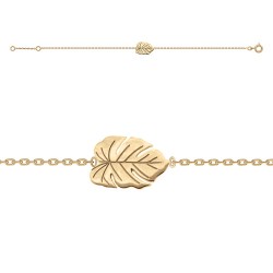 BRACELET 18CM PLAQUE OR FEUILLE MONSTERA