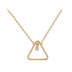 COLLIER 42CM PLAQUE OR TRIANGLE PAMPILLE PERLE