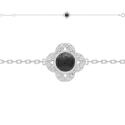 BRACELET 18CM - Argent traité - FLEUR OZ ET DIOPSIDE BLACK
