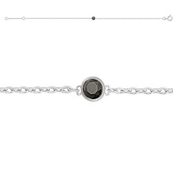 BRACELET ARGENT 925 18CM AR16 OZ NOIR SERTIS CLOS 4MM