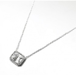COLLIER 42CM ARGENT 925 CZ RECTANGLE BLANC