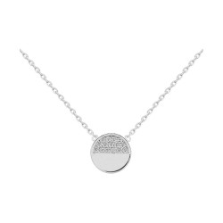 COLLIER 42CM - Argent traité - MEDAILLE RONDE DEMI LUNE DE OZ