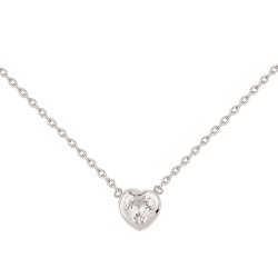 COLLIER FINE CHAINE ZIRCONIUM COEUR BLANC 43CM