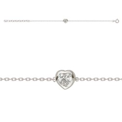 BRACELET FINE CHAINE ORNEE D'UN COEUR BLANC 19CM