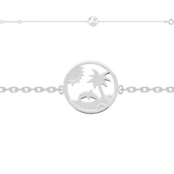 BRACELET 18CM - Argent traité - MEDAILLE PAYSAGE PLAGE