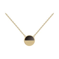 COLLIER 42CM PL OR DEMI ROND VERRE NOIR