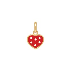 PENDENTIF POR COEUR EMAIL ROUGE POIS BLANCS