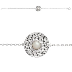 BRACELET 18CM MARTELE ET CABOCHON NACRE