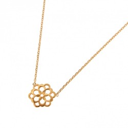 COLLIER PLAQUE OR 42CM FLEUR