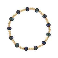 BRACELET P.OR PERLES DOREES ET EAU DOUCE GRISES