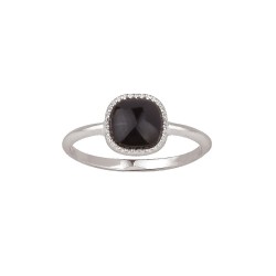 BAGUE AGT CARRE NOIR