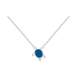 COLLIER 42CM AGT TORTUE EMAIL BLEU