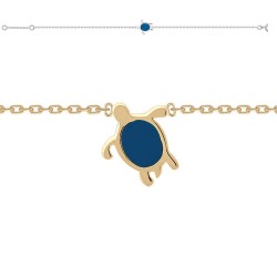 BRACELET 18CM AGT TORTUE EMAIL BLEU