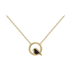 DST_COLLIER 42CM POR OISEAU EMAIL NOIR