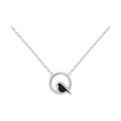 DST_COLLIER 42CM AGT OISEAU EMAIL NOIR