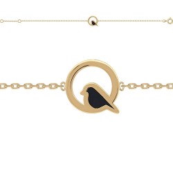 DST_BRACELET 18CM POR OISEAU EMAIL NOIR