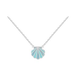 DST_COLLIER 42CM AGT COQUILLAGE EMAIL BLEU