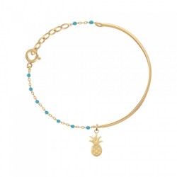 BRACELET DEMI JONC P.OR CHAINE RESINE TU + PEND. ANANAS