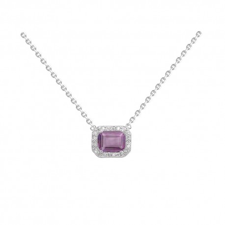 COLLIER AGT CZ RECTANGLE AMETHYSTE PM