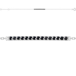 BRACELET 18CM AGT BARRETTE CZ NOIRS