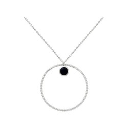 COLLIER 42CM AGT CERCLE BOULE 30MM ET CAB NOIR