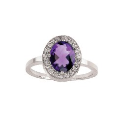 BAGUE ARGENT 925 BICOLORE CZ AMETHYSTE