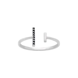 BAGUE AGT OUVERTE BARRETTE NOIRE