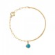 BRACELET DEMI JONC P.OR CHAINE OVALE ET PEND. CAB OZ AQUAMARINE 5MM