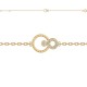 BRACELET 18CM P.OR DOUBLE ANNEAUX AVEC CZ ET TORSADE