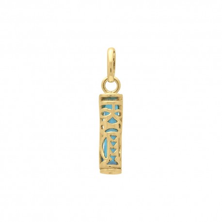PENDENTIFS PL.OR TIKI TENDRESSE TURQUOISE 13MM