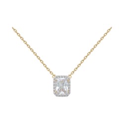 COLLIER P.OR BICOLORE CZ RECTANGLE BLANC PM